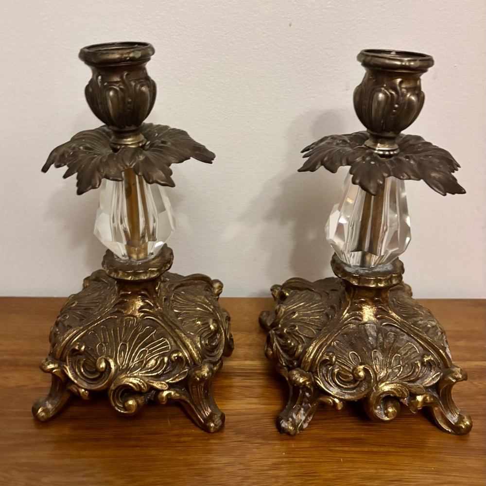 Elegant Gold and Crystal Candle Holders